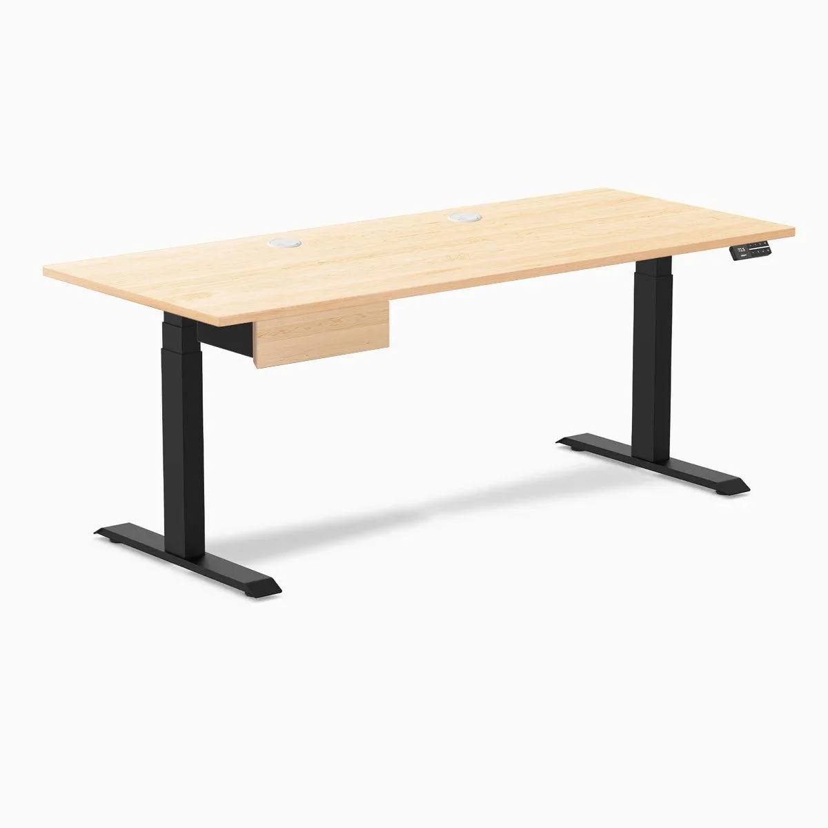 Desky Desky Dual Hardwood Standing Desk with Drawer Maple 72 x 30 in Matte Black 330.7 lbs — product photo