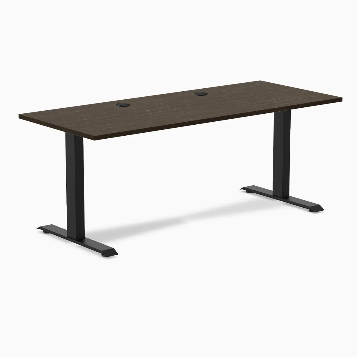 Desky Desky Zero Bamboo Office Desk Dark Bamboo 60 x 30 in with Grommets Matte Black — product photo