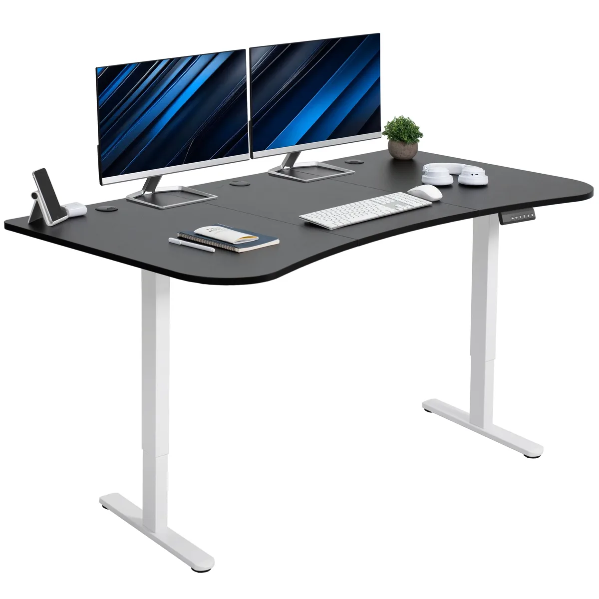 VIVO VIVO Electric 63 x 32 Standing Desk, Black Top White Frame — product photo