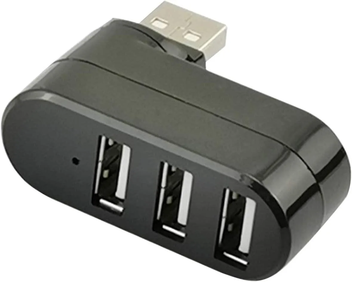 censreal censreal 3 Port USB 2.0 Hub Rotatable 90/180° Gender Changer Black — product photo