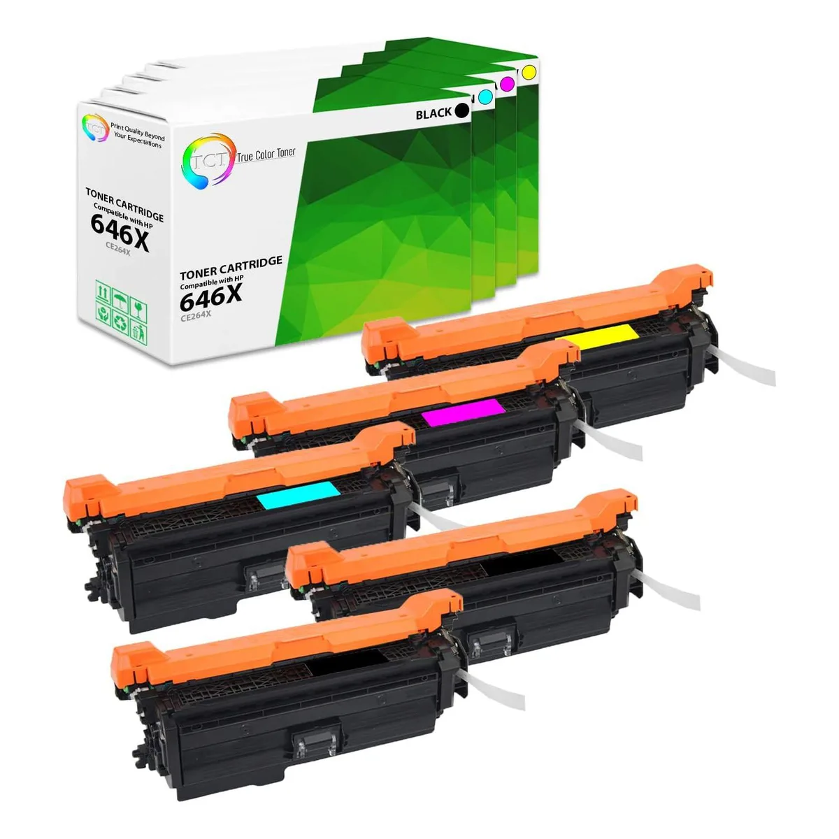 True Color Toner True Color Toner 646X 646A 5-Pack Toner Cartridge 4 Colors High Yield CE264X CF031A CF032A CF033A — product photo