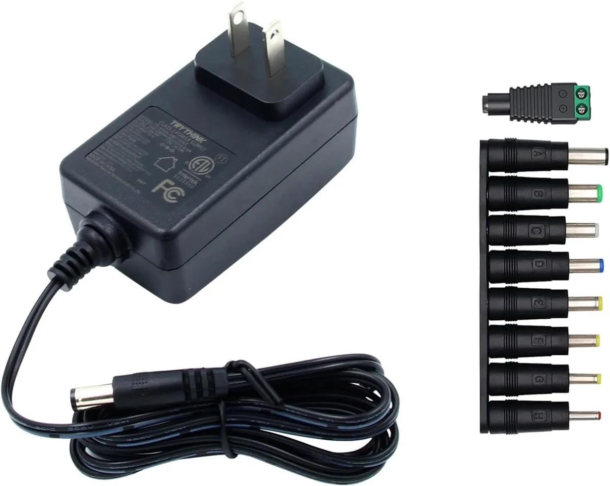 BASEUS BASEUS 24V 1A AC Adapter 5.5mm x 2.1mm 9 Interchangeable Plugs 6ft Cord — product photo
