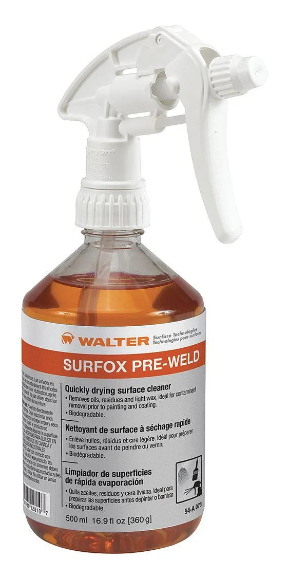 500 mL orange spray bottle of Surfox Pre-Weld Light Surface Cleaner