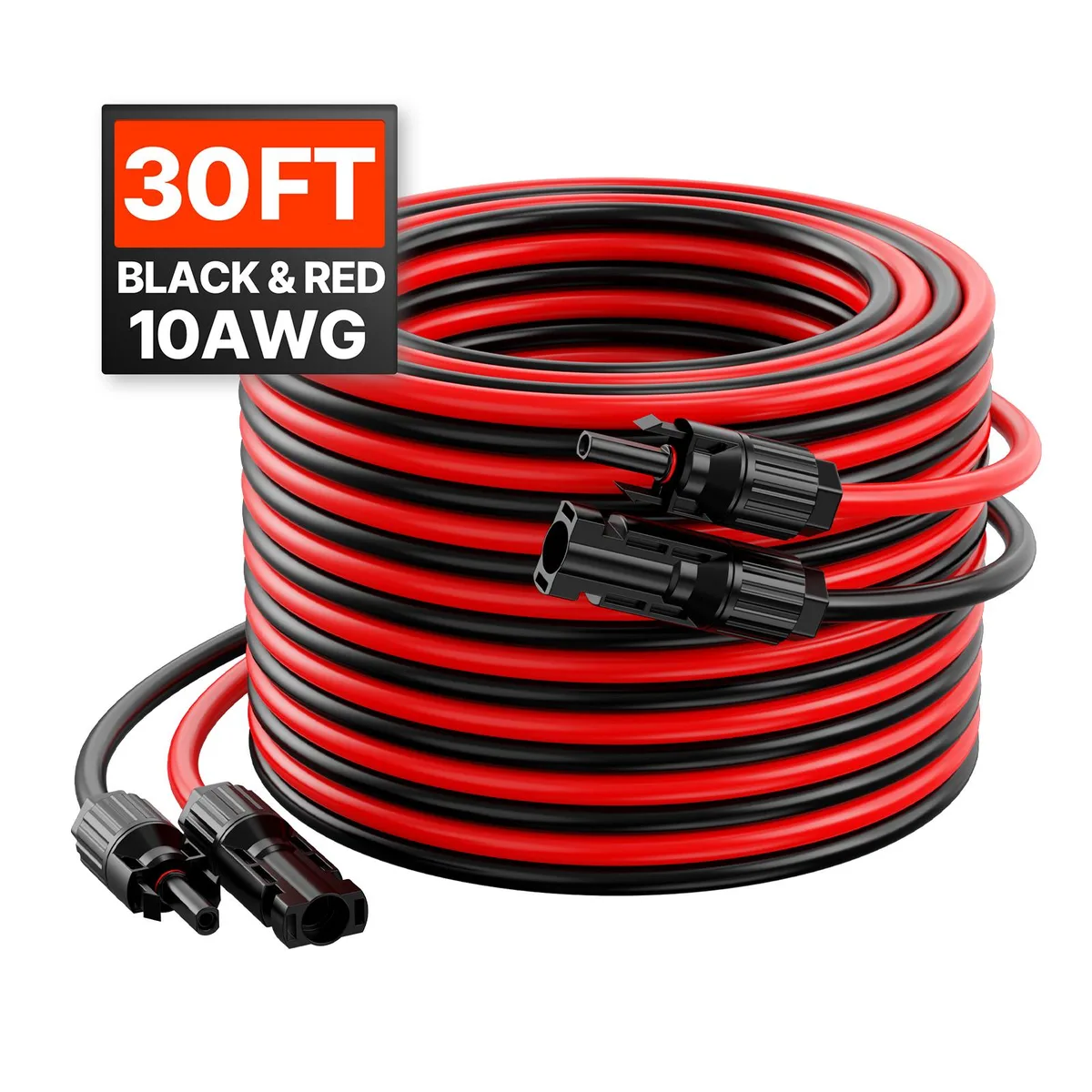 VEVOR VEVOR 10AWG Solar Extension Cable 30ft Pair Black Red IP67 — product photo