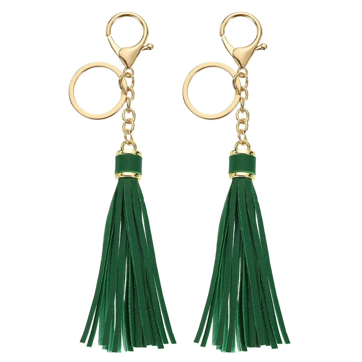 Viator Gear Leather Keychain Tassels 2pcs Green 18cm — product photo