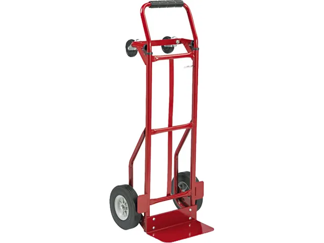 Safco Products Safco Products 4086R Two-Way Convertible Hand Truck 500-600lb 18w x 51h Red inventory supply — product photo