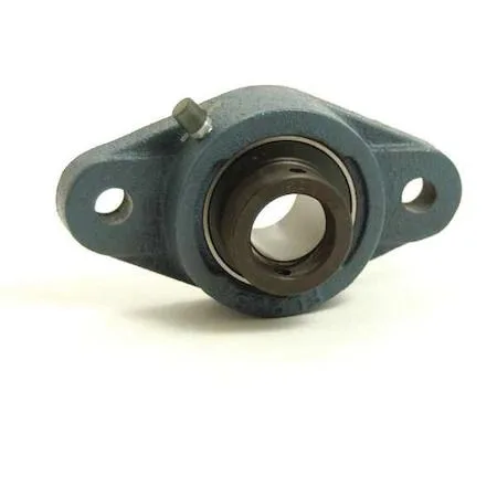 Blue cast iron rhombus flange bearing with alloy steel radial ball insert, double sealed, 1 15/16 in bore, two bolt holes