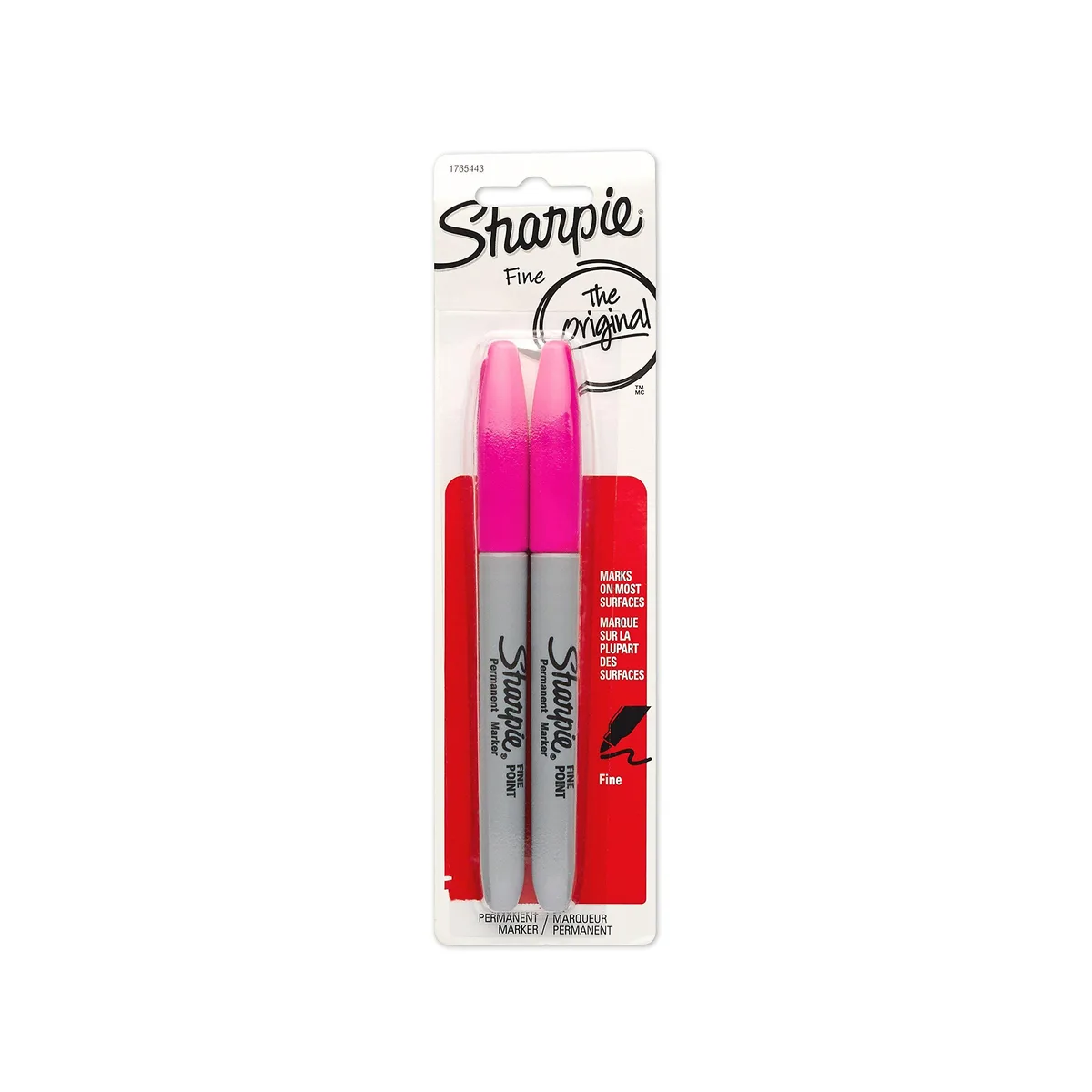 Two magenta Sharpie fine-point markers in pen-style barrels