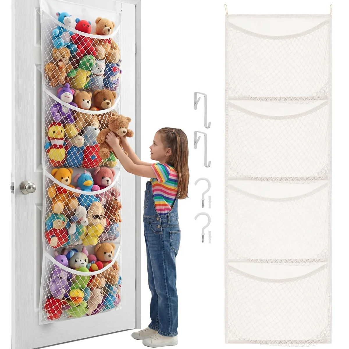 Ofiray-home Ofiray-home Over The Door Toy Storage White 4 Pockets — product photo