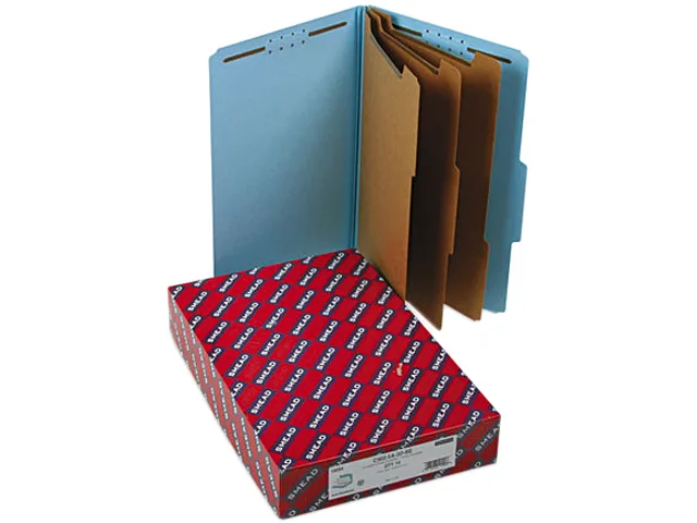Smead Smead 19094 3" Expansion Classification File Folders, Legal, 8-Section, Blue, 10/Box — product photo