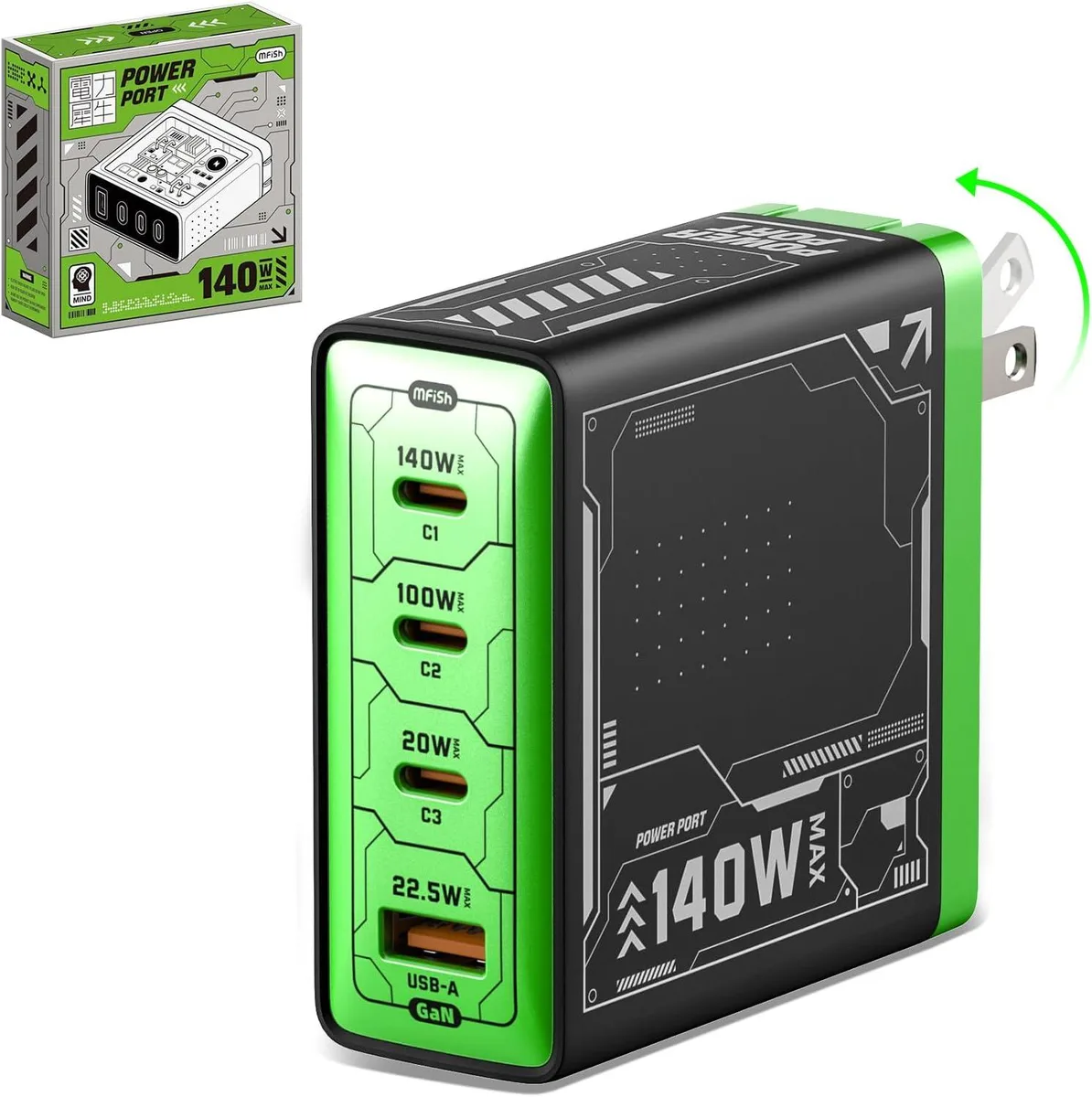 FLEANE FLEANE 140W USB C Charger 4-Port GaN Foldable — product photo