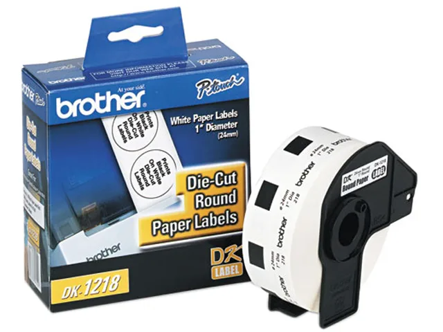 Brother Brother DK1218 Round Paper Labels .94" 1000/Roll White — product photo