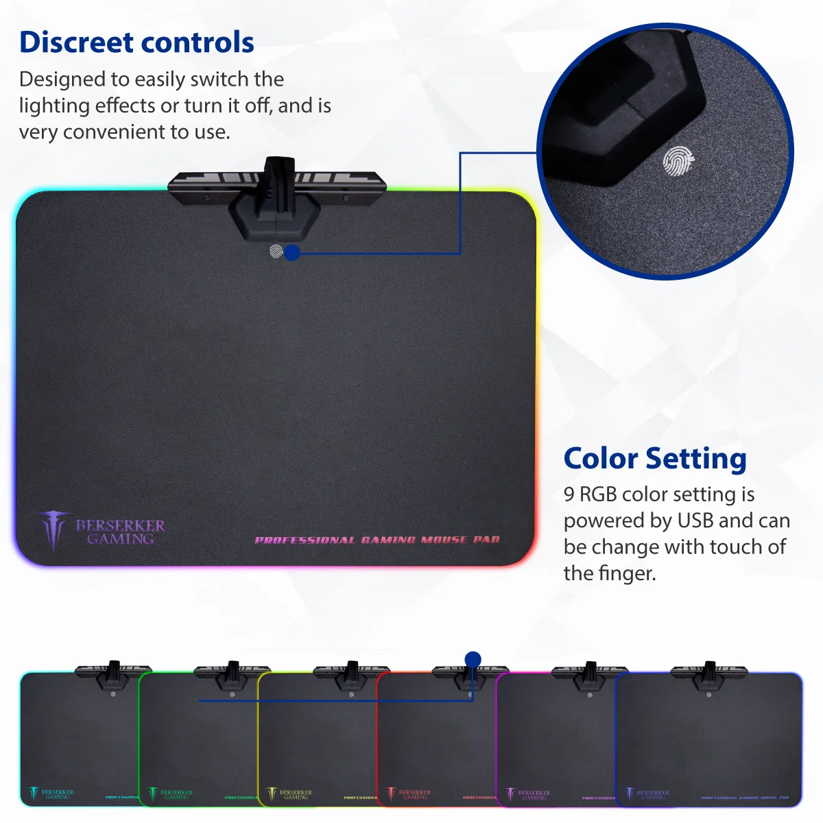 Syba Syba CL-ACC53004 RGB hard surface mouse pad 13.8 x 9.8 in — product photo