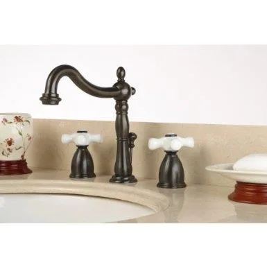 KINGSTON BRASS KINGSTON BRASS Wide Spread Lavatory Faucet Porcelain Lever Handle ORB — product photo