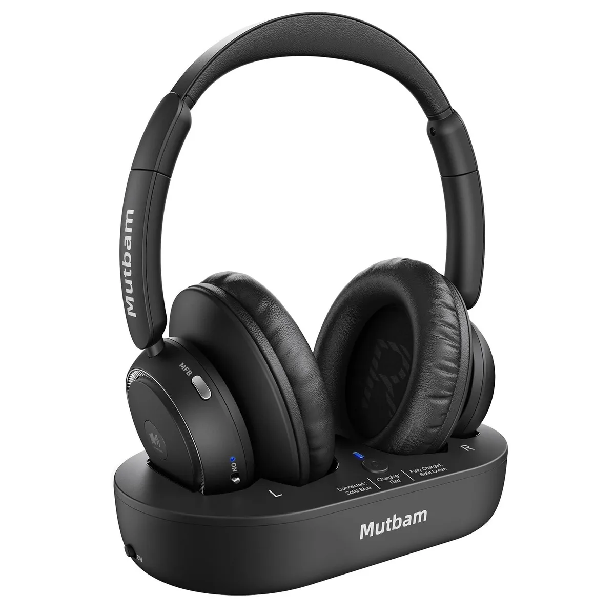  Mutbam TV-V5 Over-Ear Wireless TV Headphones 40mm 65h 100ft — product photo
