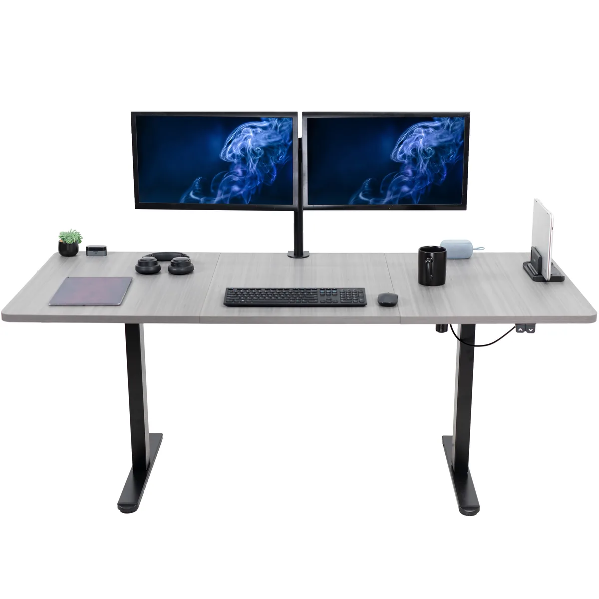 VIVO VIVO Electric 71 x 30 Desk Dark Gray Top Black Frame — product photo