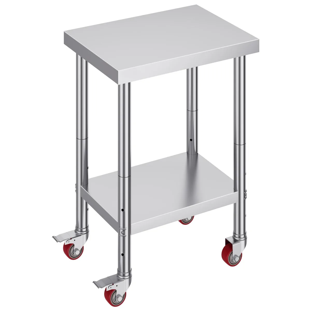 VEVOR VEVOR Stainless Steel Work Table 24 x 18 x 34 Inch 700 LBS 4 Wheels 3 Height Levels Silver — product photo