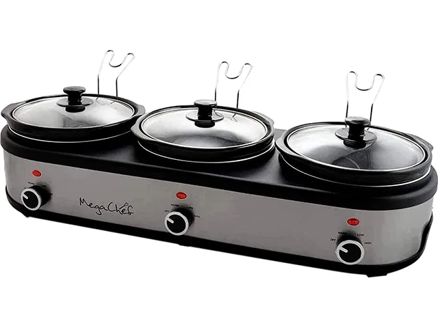 MegaChef MegaChef MC-1203-W Triple 2.5 Quart Slow Cooker Silver — product photo