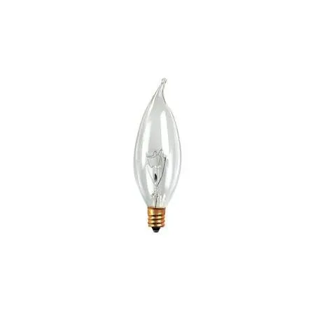 Clear flame-tip incandescent bulb with E12 candelabra base