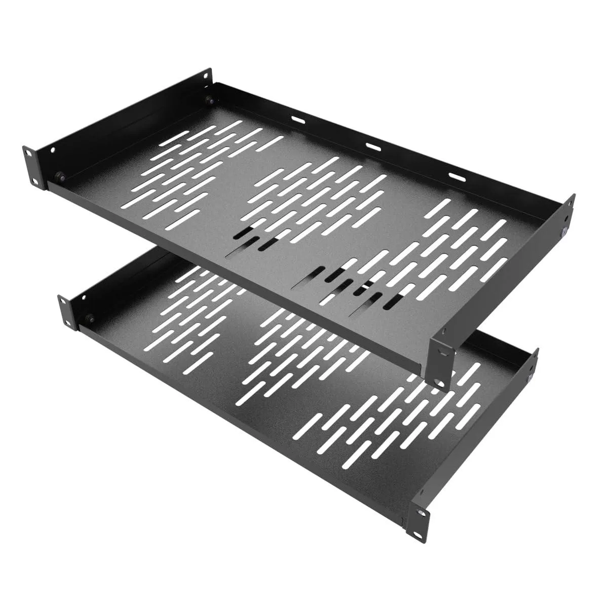Bipra Bipra 2 in 1 accessory 1U 10" vented cantilever shelf 19" rack 40 lbs 2PCS Black — product photo