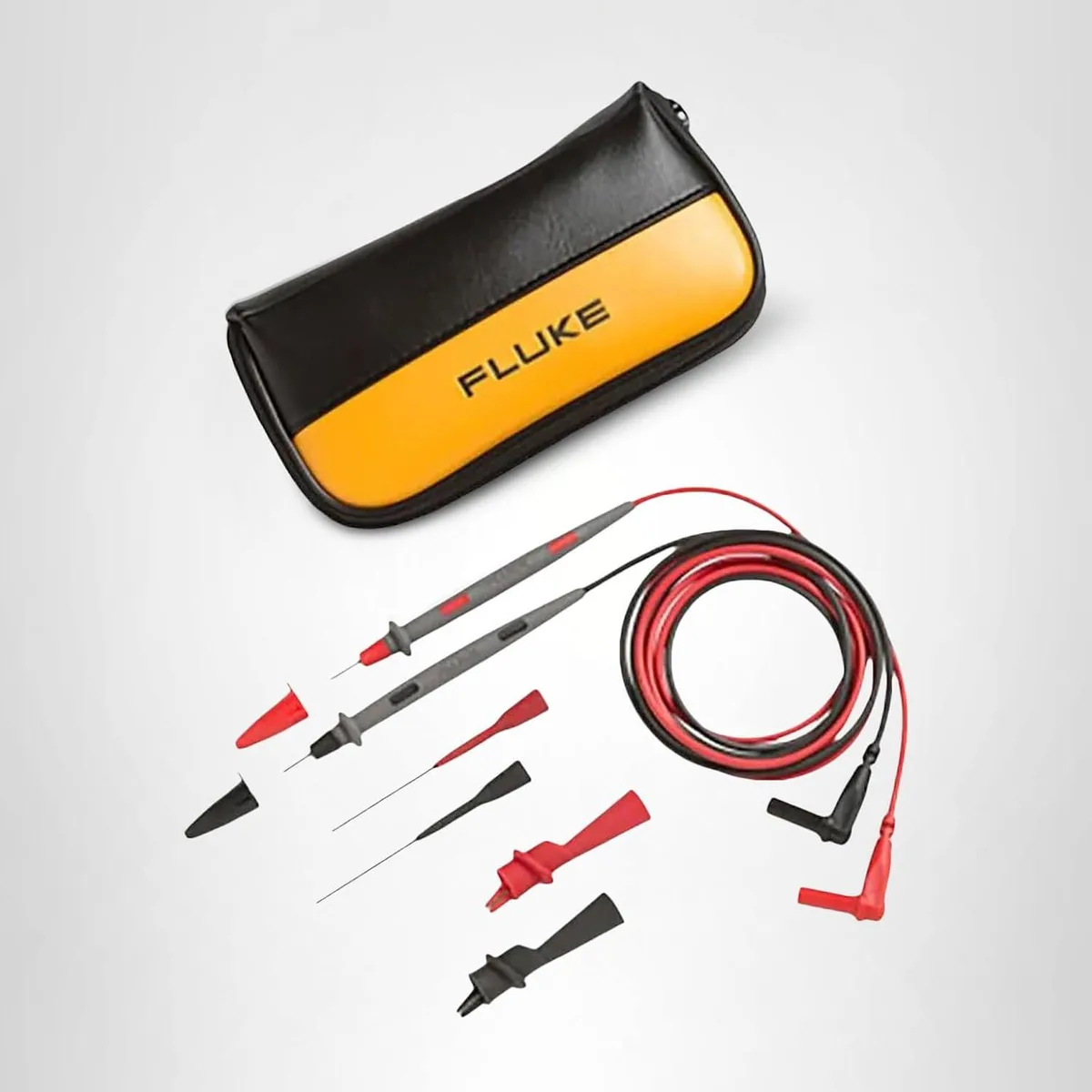 Three test leads with probes and alligator clips
