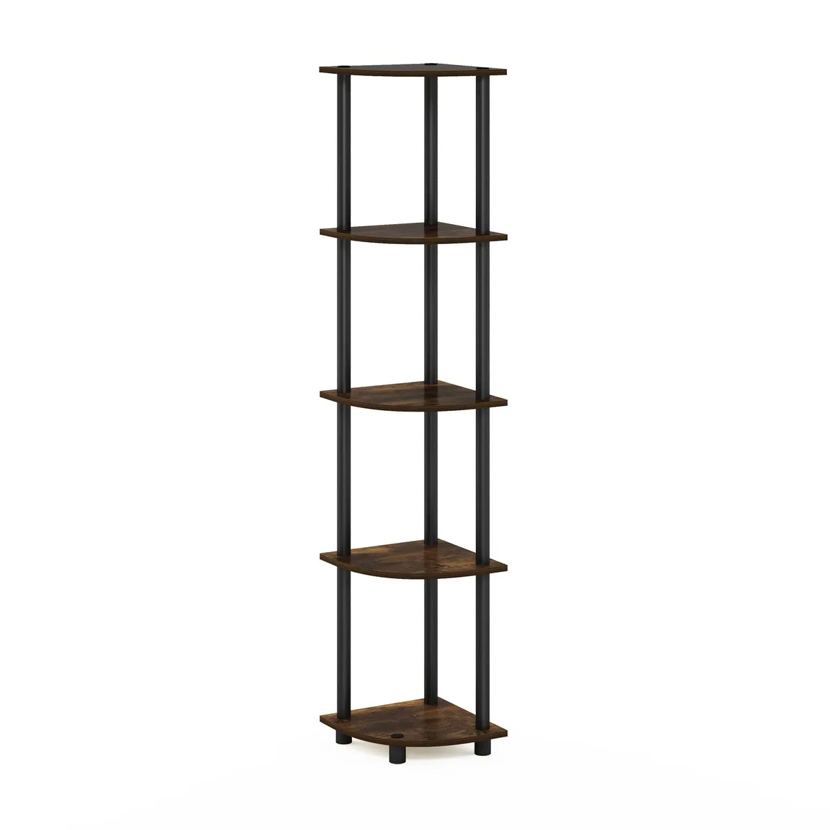  Furinno Turn-N-Tube 5-Tier Corner Shelf 11.6x57.7in Amber Pine/Black — product photo