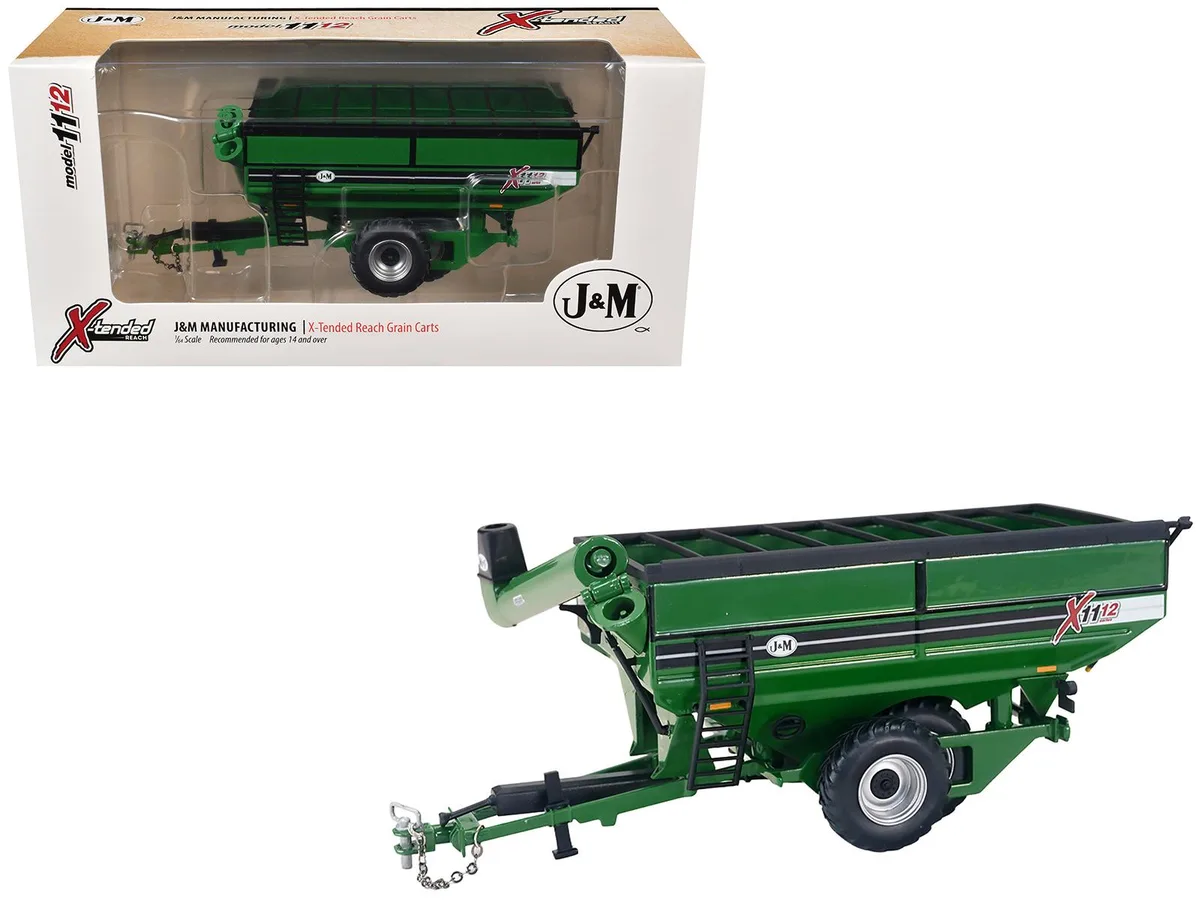 SpecCast Collectibles SpecCast Collectibles J&amp;M 1112 X-Tended Reach Grain Cart Dual Wheels Green 1/64 Diecast Hobby Collectible — product photo