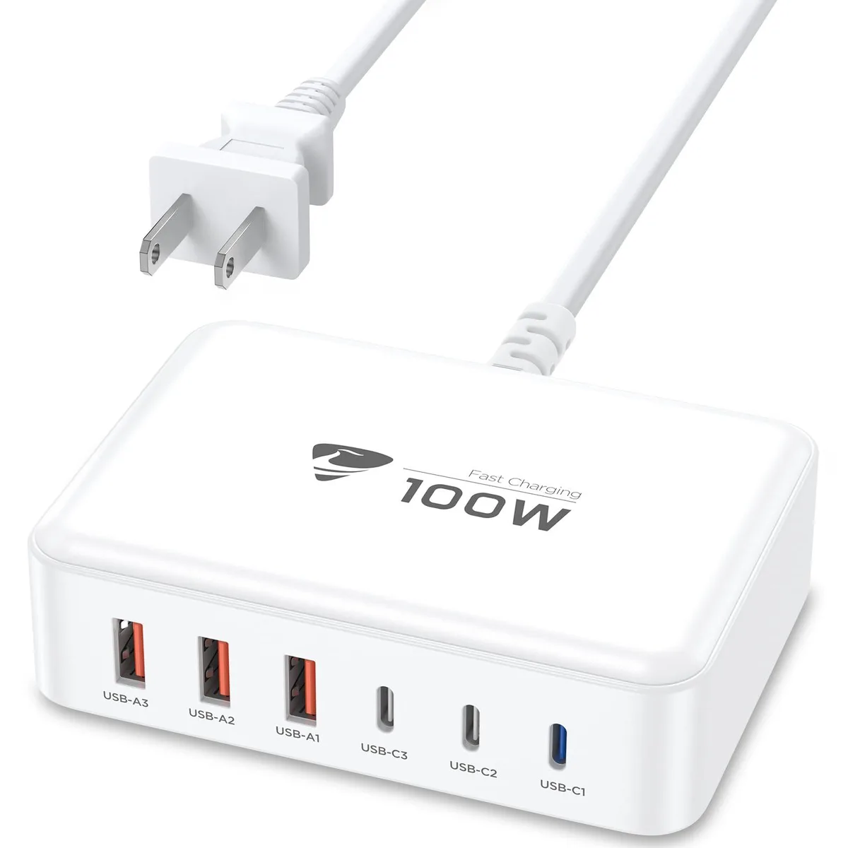  Aione RE-PC806N 100W 6-Port USB Charger Silver — product photo