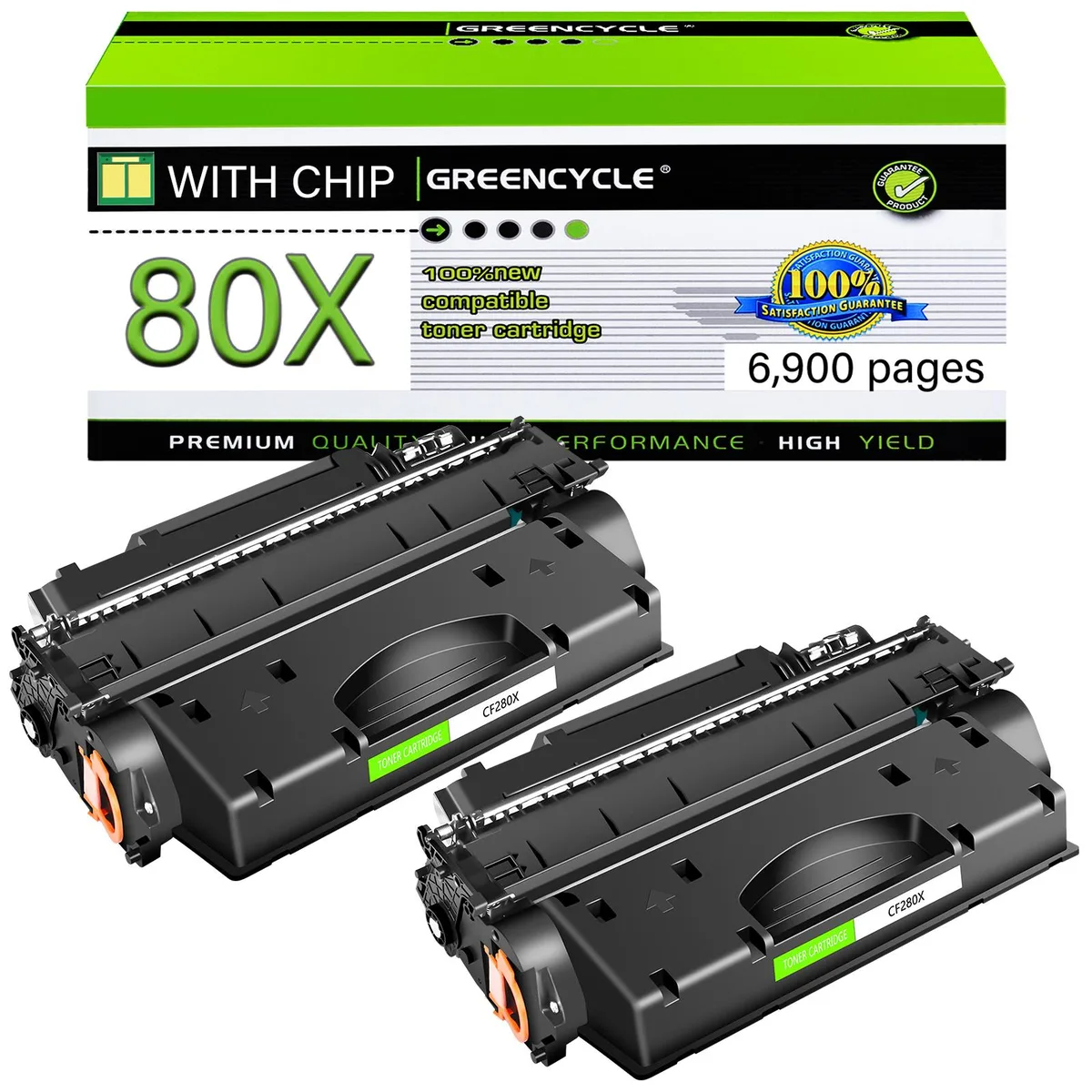 GREENCYCLE GREENCYCLE CF280X compatible toner cartridge 2-pack black 6900 pages — product photo