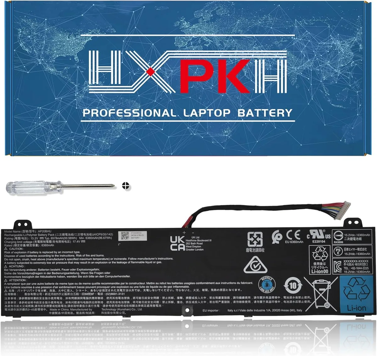 NShi NShi AP20BHU laptop battery 15.2V 99.98Wh long cable for Acer Predator Triton 500 SE 16 PT516-51S — product photo