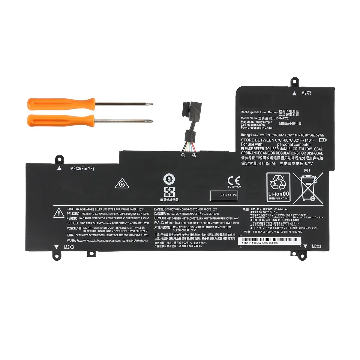 KingSener KingSener L15M4PC2 laptop battery 53Wh 7.64V for Lenovo Yoga 710-14 710-15 — product photo
