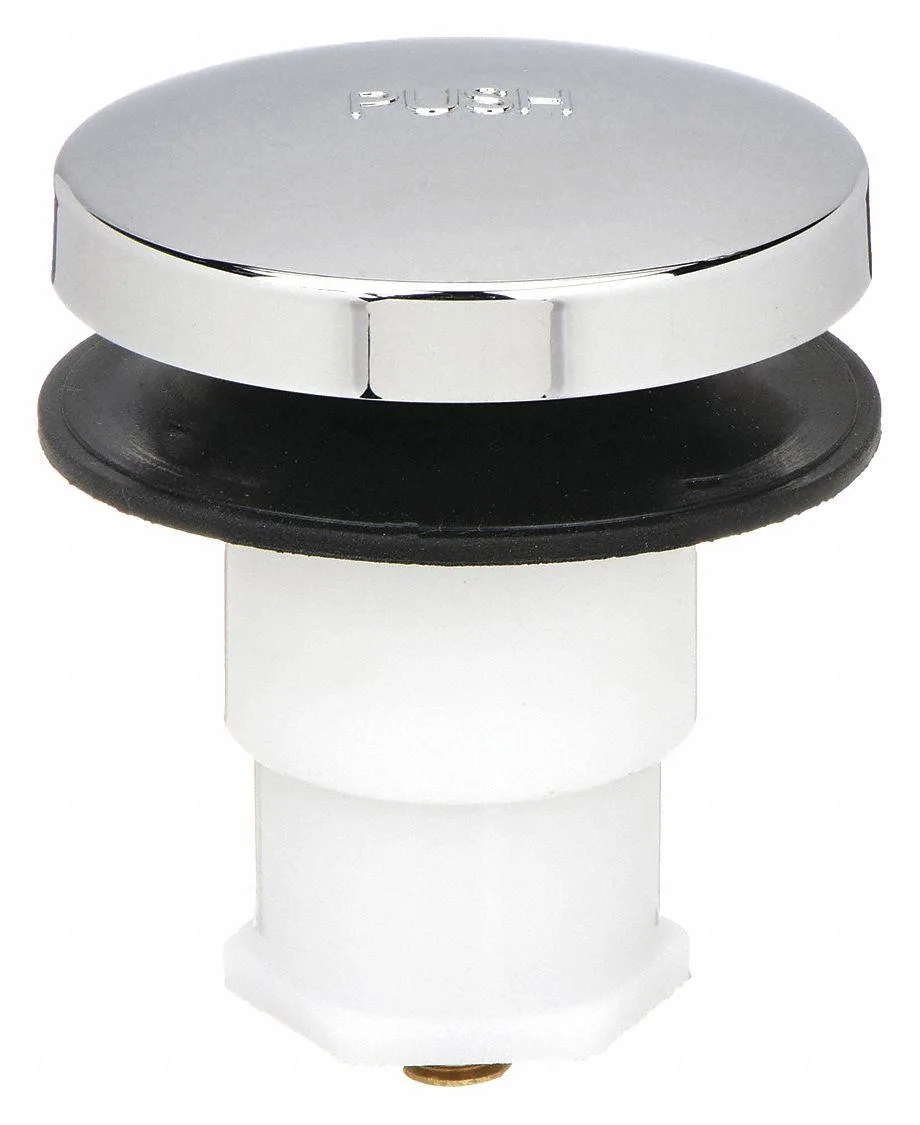 Round chrome bathtub drain stopper with pin adapter