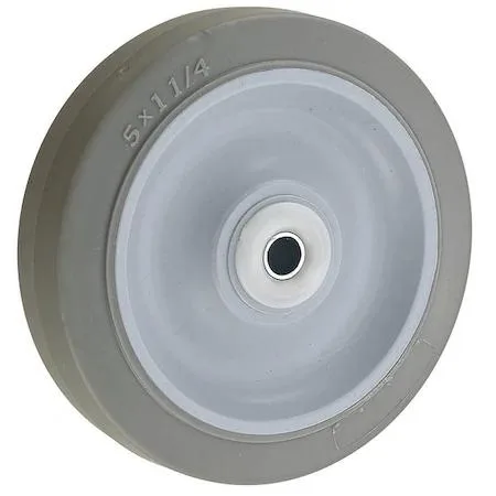 Zoro Select caster wheel, 5 inch rubber tread, polypropylene core, 1-3/8 inch hub length, non-marking, 300 lb rating