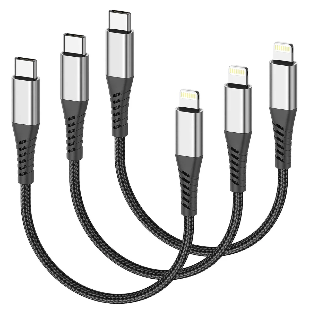MCHOSE MCHOSE USB-C to Lightning Cable 6 Inch 3 Pack 0.5 Foot Braided — product photo