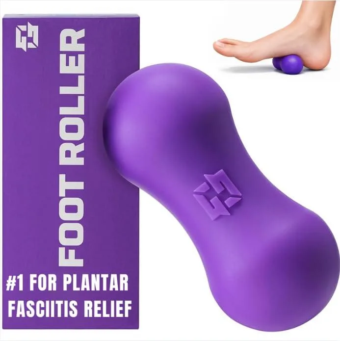 Purple silicone foot roller with firm textured surface