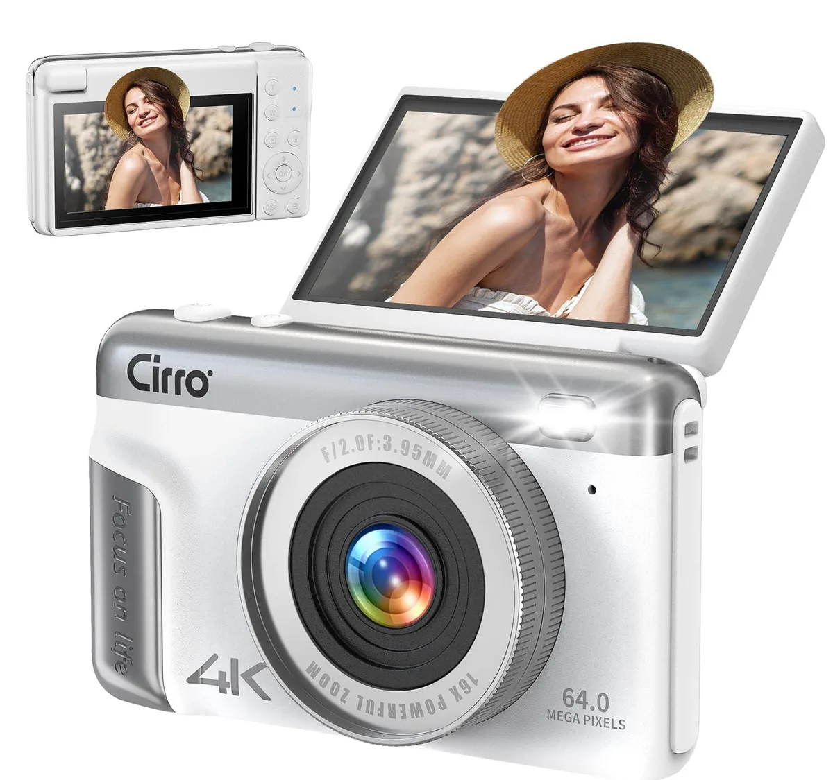  CIRRO W02 DSLR Camera White 21MP 64MP 3" Flip Screen 32GB — product photo