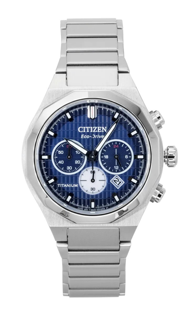 Citizen Citizen Zenshin Senkei Chronograph CA4691-59L Super Titanium Blue Dial 41mm 100M Watch — product photo
