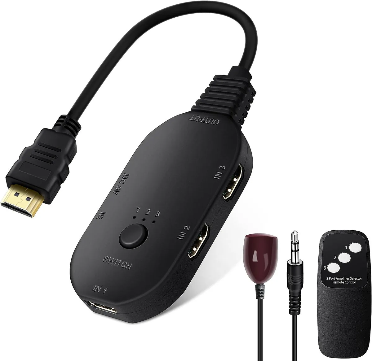 AUBEAMTO AUBEAMTO OZQ8Q3A 3-port HDMI 2.1 video switch 8K@60Hz 4K@120Hz 48Gbps black — product photo