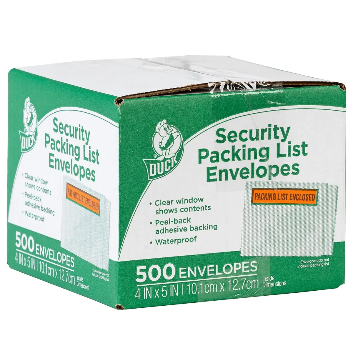 ShurTech Brands ShurTech Brands Duck Packing List Envelopes Clear Window 4.5" x 5.5" Orange/Black 500/Box 729465 — product photo