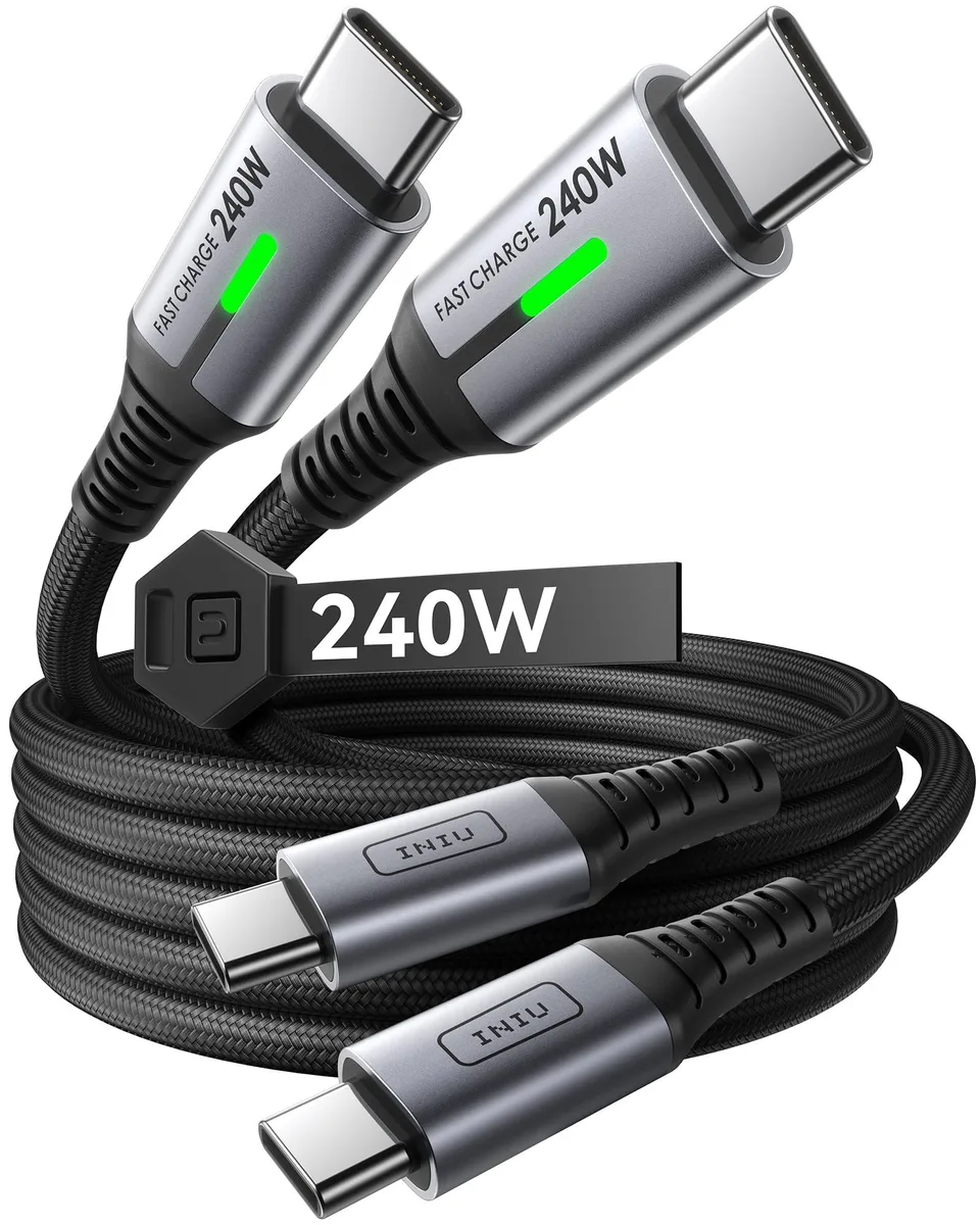  Thinium D7CC-2P-1M 240W USB-C charger 2×1 m Black — product photo