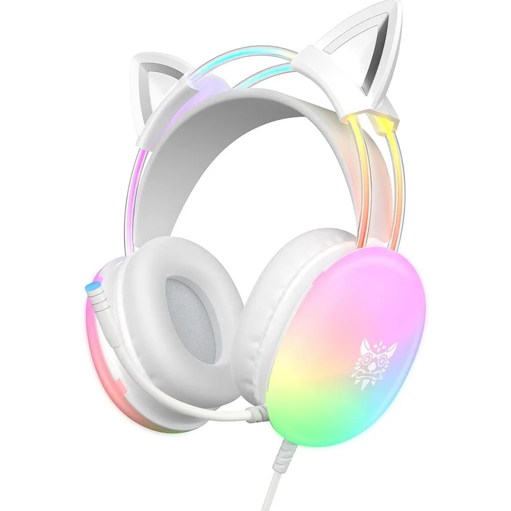 Hitoor Hitoor X25 Cat Ear Gaming Headset White 3.5mm 50mm 360 mic — product photo