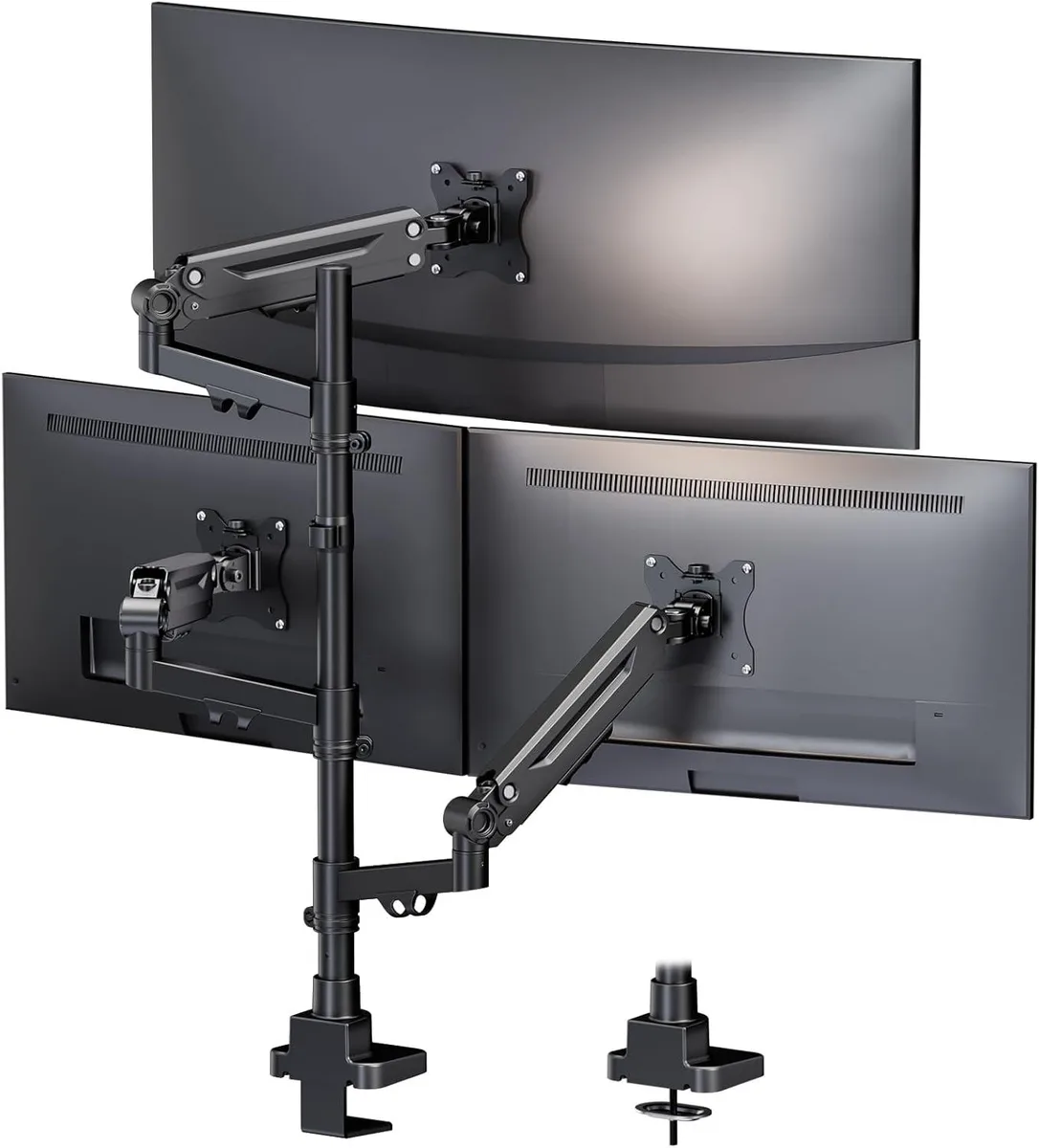 BFKK BFKK Triple Monitor Mount 35" 32" 12kg Gas Spring VESA 75×75/100×100 Black — product photo