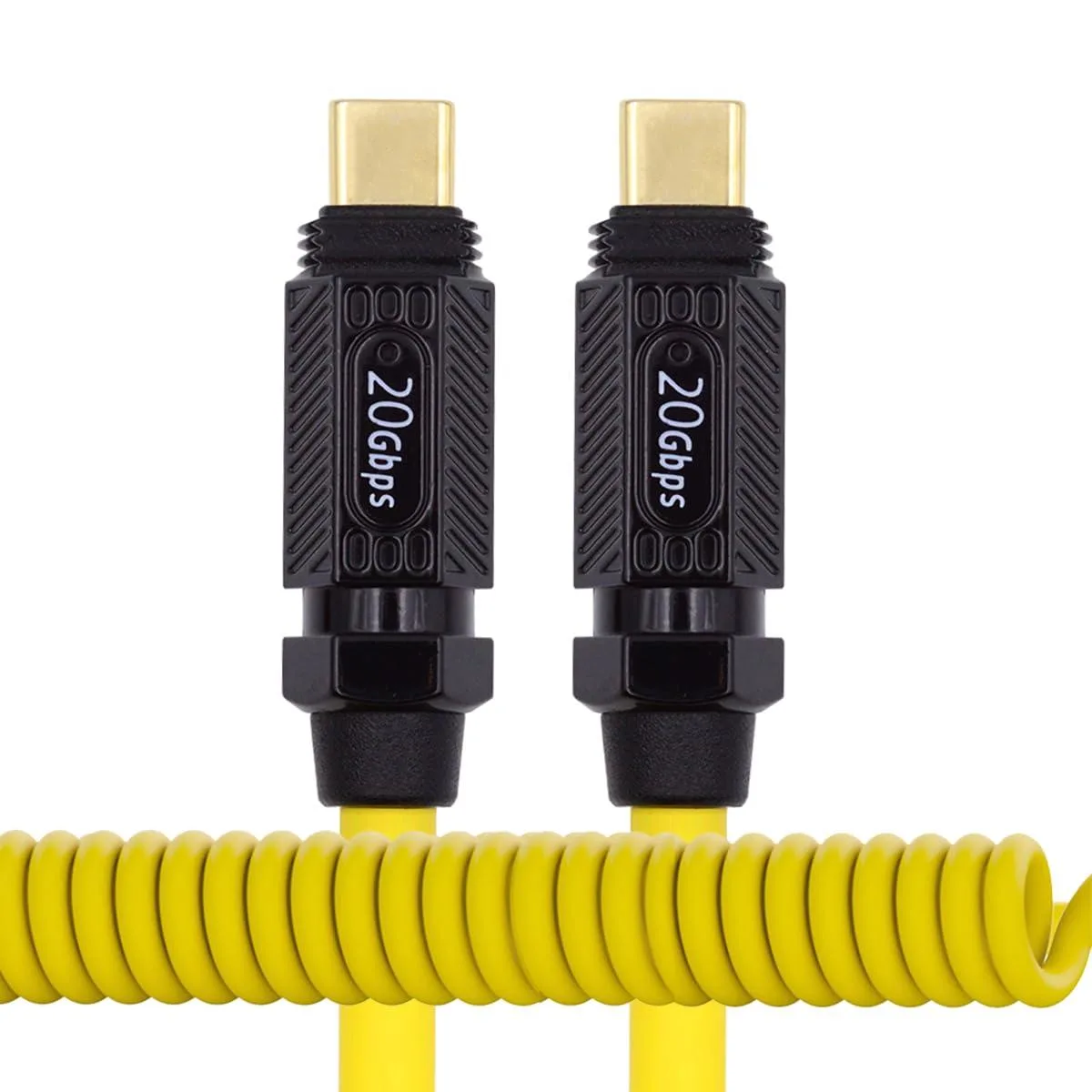 Vszerda Vszerda Stretch Coiled Silicone USB4 Cable 20Gbps 140W 1.8m Yellow M-M — product photo