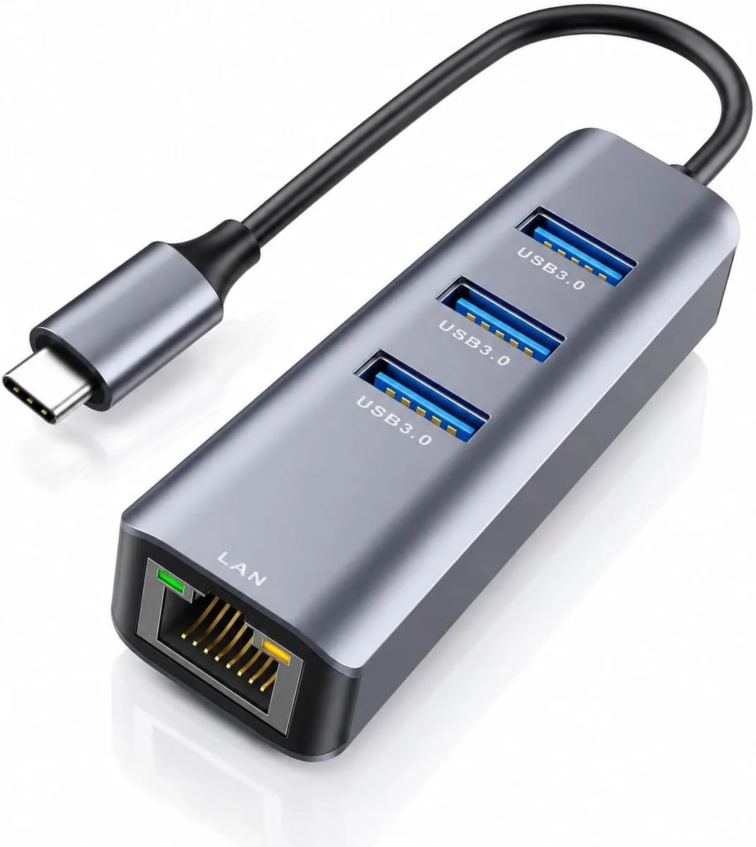 MCHOSE MCHOSE USB-C to Ethernet Adapter 4-in-1 1000Mbps Gigabit LAN 3×USB 3.0 5Gbps — product photo