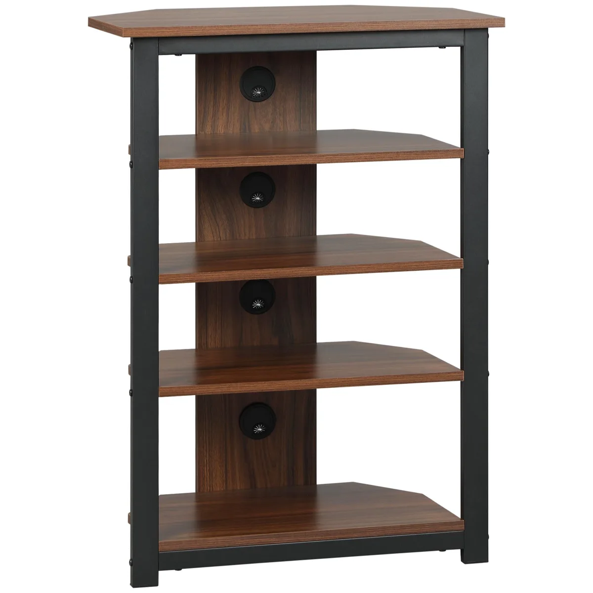 tuphen tuphen Corner TV Stand 4-Tier Brown Steel Frame 23.5x15.75x33.75in 55lb Capacity — product photo