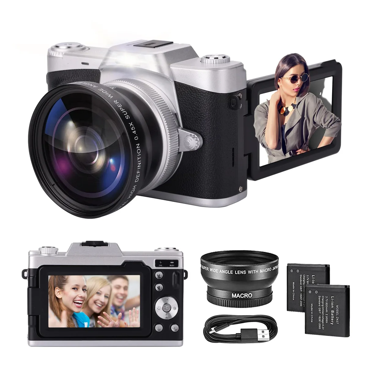 novzzovaz novzzovaz 4K 48MP Compact Point & Shoot 16X Zoom 3.0" Flip Screen 2×1200mAh — product photo