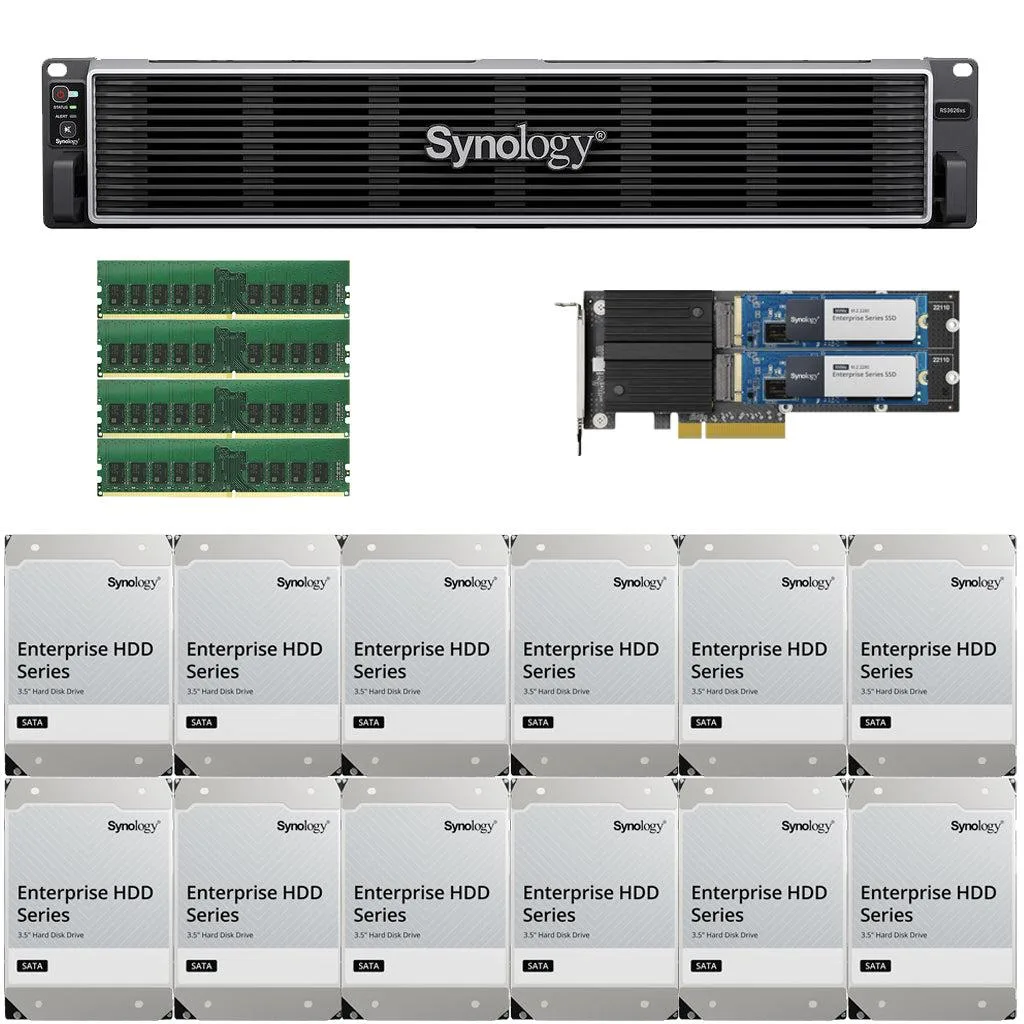 Synology Inc. Synology RS3626xs 12-Bay Rackmount NAS 32GB 1.6TB Cache 48TB Drives — product photo