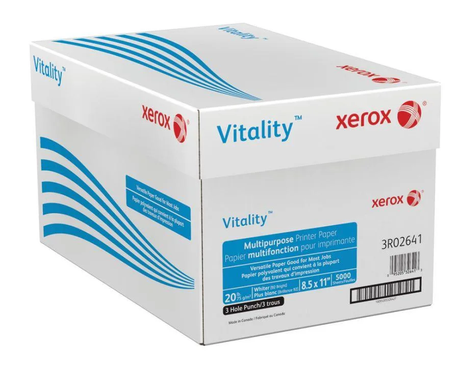 Domtar Domtar 3R02641 Vitality Paper A4 8.5x11 3 Hole 75 GSM 92 Bright 90 Opacity 20 lb 5000 Sheets — product photo