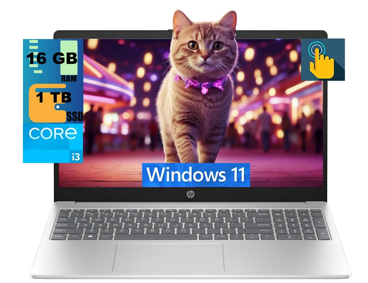 HP HP 15 Laptop i3-1315U 16GB 1TB SSD Touchscreen Silver — product photo