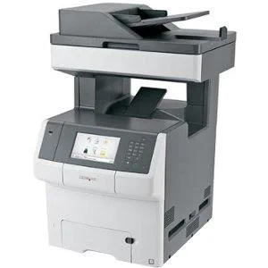 White desktop colour laser multifunction printer with flatbed scanner and touchscreen control panel